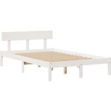  Posteljni okvir brez vzmetnice bela 135x190 cm trdna borovina, (21607541) | Shoptok.si