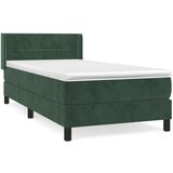 vidaXL Box spring postelja z vzmetnico temno zelena 100x200 cm žamet, (20898514) | Shoptok.si
