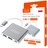 BYL-2008N USB-C hub adapter 3v1 (HDMI 4K, USB 3.0, Power Delivery 100 W) za MacBook/Thunderbolt 3/Samsung DeX, (5000196956)
