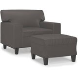  Fotelja s tabureom siva 60 cm od umjetne kože | shoptok.hr