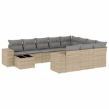 Maison Chic Seti vrtnega pohištva - Vrtna garnitura - Vrtni pohištvo set 11-delna z blazinami bež poli ratan, (21817052) | Shoptok.si