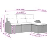 vidaXL 4-delni vrtni kavč set z blazinami svetlo siva poli ratan | Shoptok.si