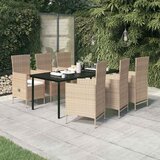  7-dijelni vrtni blagovaonski set s jastucima bež Dužina stola 200 cm | shoptok.hr