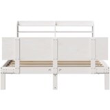 vidaXL Posteljni okvir z vzglavjem bel 140x200 cm trdna borovina | Shoptok.si
