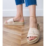 Gemre Beige platform slides with decorative buckle Lunda | ePonuda.com