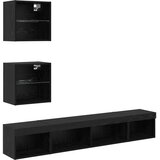 TV zidne jedinice s LED-om Zidne 5 pcs Crni hrast 100 x 30 x 30 cm | shoptok.hr