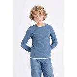 Defacto Boy's Crew Neck Waffle Long Sleeve T-Shirt Cene