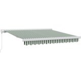 vidaXL ručna uvlačiva tenda Zelena i bijela 300x250 cm | shoptok.hr