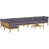  6 Komad Jedinične vrtne Pallet sofe Čvrsto drvo akacije | shoptok.hr