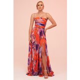 Carmen Orange Straps and Slits Evening Dress. Cene
