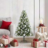 vidaXL Umjetna jelka s pantenom i pahuljicama Zelena i bijela 120 cm | shoptok.hr