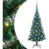 vidaXL Umjetna preddekorirana božićna jelka Zelena 120cm PVC in kovina | Shoptok.si
