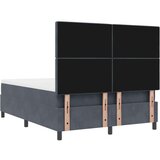 vidaXL Box Spring Postelja z Blazino Temno Siva 140x200 cm Žamet | Shoptok.si