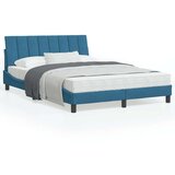 vidaXL Postelja z vzmetnico modra 120x200 cm žamet | Shoptok.si