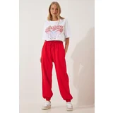  Women's Red Loose Jogging Sweatpants