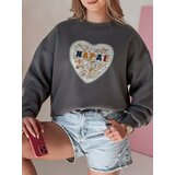 DStreet Bluza damska oversize z sercem SERDUCHOVA grafitowa | Shoptok.si