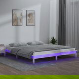 vidaXL LED posteljni okvir bel 120x190 cm 4FT trden les Cene