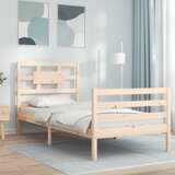 vidaXL Posteljni okvir z vzglavjem 90x200 cm trden les | Shoptok.si