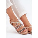 Boto Ladies Sandals With Decoration And Braided Straps Beige Delyra | ePonuda.com