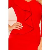 Numoco 327-2 Elegant dress with a frill and neckline - red | shoptok.hr