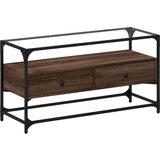 TV ormarić sa staklenom površinom boja hrasta 98x35x51 cm drvo | shoptok.hr