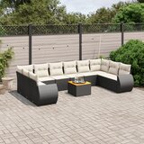  The Living Store Vrtna sedežna garnitura 11-delna z blazinami črn poli ratan - Vrtna Sedežna Garniture, (21478567) | Shoptok.si