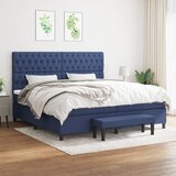  Krevet s oprugama i madracem plavi 200 x 200 cm od tkanine | shoptok.hr