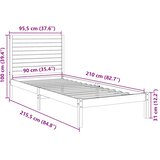  Dugi okvir kreveta bez madraca bijeli 90 x 210 cm masivno drvo | shoptok.hr