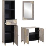  Set ormarića za kupaonicu Zidne 3 pcs Siva Čvrsto drvo manga | shoptok.hr