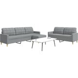 vidaXL 3-dijelni set sofa s tabureom svjetlosivi od tkanine | shoptok.hr