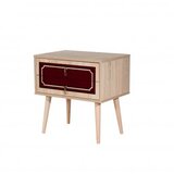 Hanah home Two 621 Noćni stočić, 2 fioke, 60x61x40 cm, Krem-bordo | Eponuda.ba