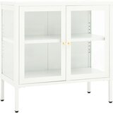Maison Chic Komoda - Predalnik - Stranska omarica bela 70x35x70 cm jeklo in steklo, (21719822) | Shoptok.si