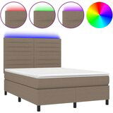  Box spring postelja z vzmetnico LED taupe 140x190 cm blago, (20899804) | Shoptok.si