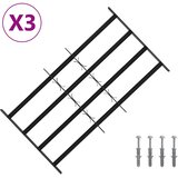  Sigurnosna rešetka za prozore s 4 poprečne šipke 3 kom. Crna 63-114 cm | shoptok.hr