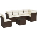  7-dijelni set vrtnih sofa od poliratana s jastucima smeđi | shoptok.hr