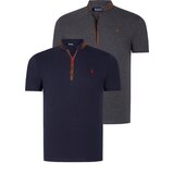 Dewberry DUAL SET T8571 ZIPPERED MENS T-SHIRT-ANTHRACITE-LACQUER BLUE | Shoptok.si
