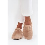 Boto Furry Women's Platform Slides with Strap and Buckle Beige Noraline | shoptok.hr