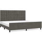 The Living Store Posteljni okvir z vzglavjem temno siv 200x200 cm žamet - Posteljni Okvir Z Vzglavjem, (21491476) | Shoptok.si