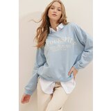 Trend Alaçatı Stili Sweatshirt - Blue - Oversize Cene