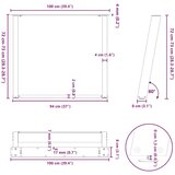  Noge za jedilno mizo v obliki črke U, 2 kosa, bele barve, 100 x (72-73) cm, jeklo, (22123884) | Shoptok.si