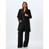 Koton Long Double Breasted Cashmere Coat with Reverse Collar and Buttoned Pockets