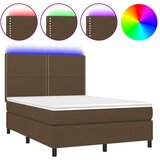  Box spring postelja z vzmetnico LED temno rjava 140x200cm blago, (20790638) | Shoptok.si