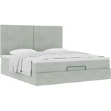 vidaXL Otomanski posteljni okvir z vzmetnicami siv 200x200cm žamet | Shoptok.si