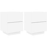  The Living Store Nočna omarica z LED lučkami 2 kosa bel inženirski les - Nočna Omarica, (21448592) | Shoptok.si
