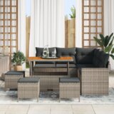 vidaXL 9 komada vrtne sofa set s jastučićima siva poli ratan akacija | shoptok.hr