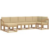  Set vanjskih sofa 7 kom. Bijela i bež Poliester Smeđa 304 x 126,5 x 73 cm | Shoptok.si