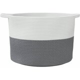  Košara za rublje sivo-bijela Ø 55 x 36 cm pamučna | Eponuda.com