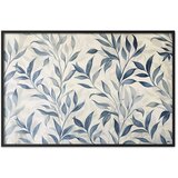  Plakat - Delicate Botanical Motif with Blue Leaves 30x21 Crni okvir | shoptok.hr