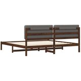  Krevetni okvir s tapiciranim uzglavljem - Tamnosmeđa i svjetlosiva 200 x 200 cm | shoptok.hr