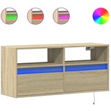 vidaXL Stenska TV omarica z LED lučkami sonoma hrast 100x31x45 cm, (21375191) | Shoptok.si
